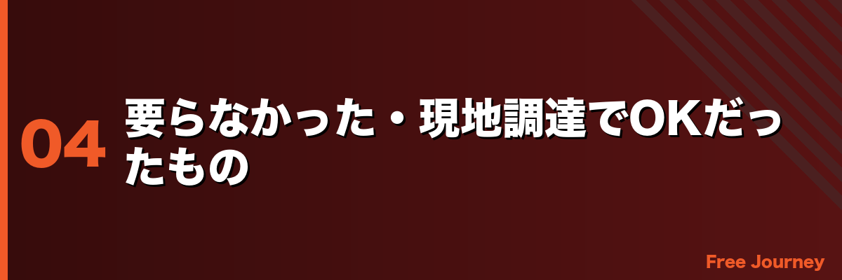 要らなかった・現地調達でOKだったもの